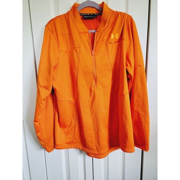Under Armour XL Cold Gear Infrared Fleece 1/4 Zip Men's‎ Orange Sweatshirt - Picture 1 of 10